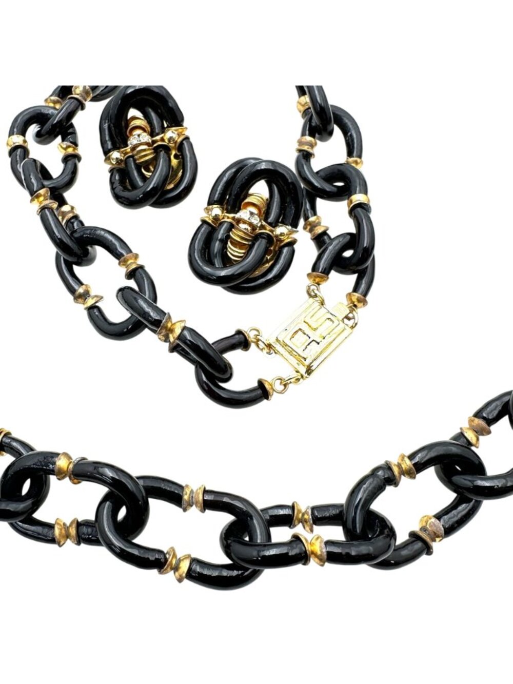 Vintage Archimede Seguso for Chanel Black Glass Long 40" Necklace Earrings Set - Picture 2 of 5